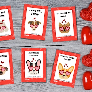 Printable Dog Valentine&#39;s Day Cards: Kids Classroom Valentines (PDF)