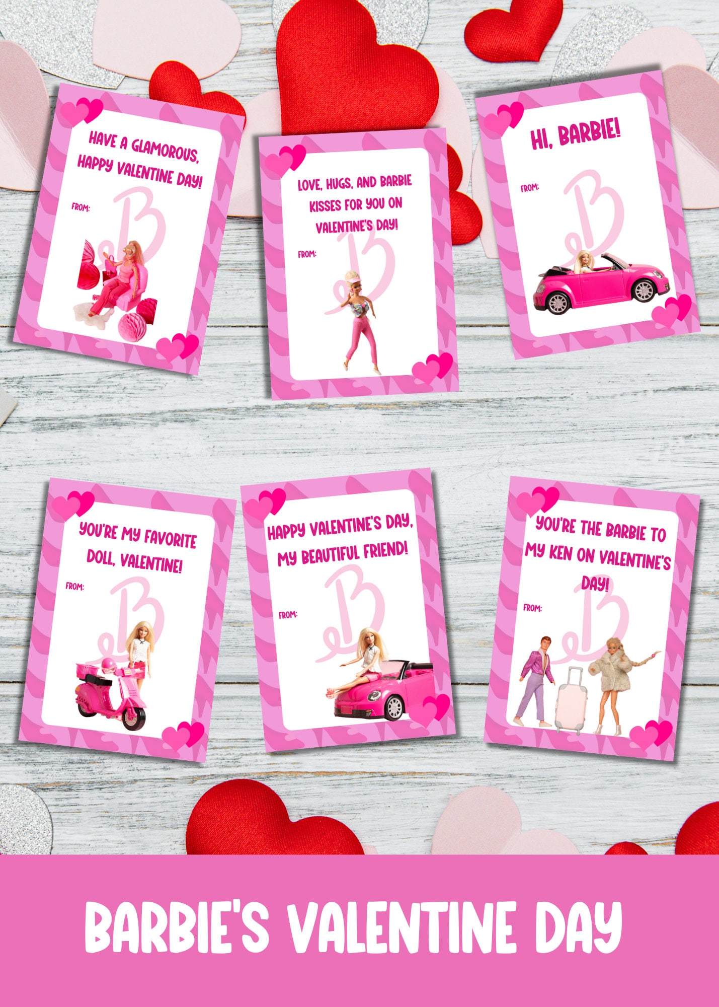Barbie Cards, Barbie Girl Valentines Day ,valentine Gift Label ...