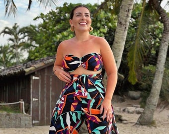 Tropical Leaf Print Comfortable Versatile Dress Tropical Leaf Print Comfortable Versatile Dress