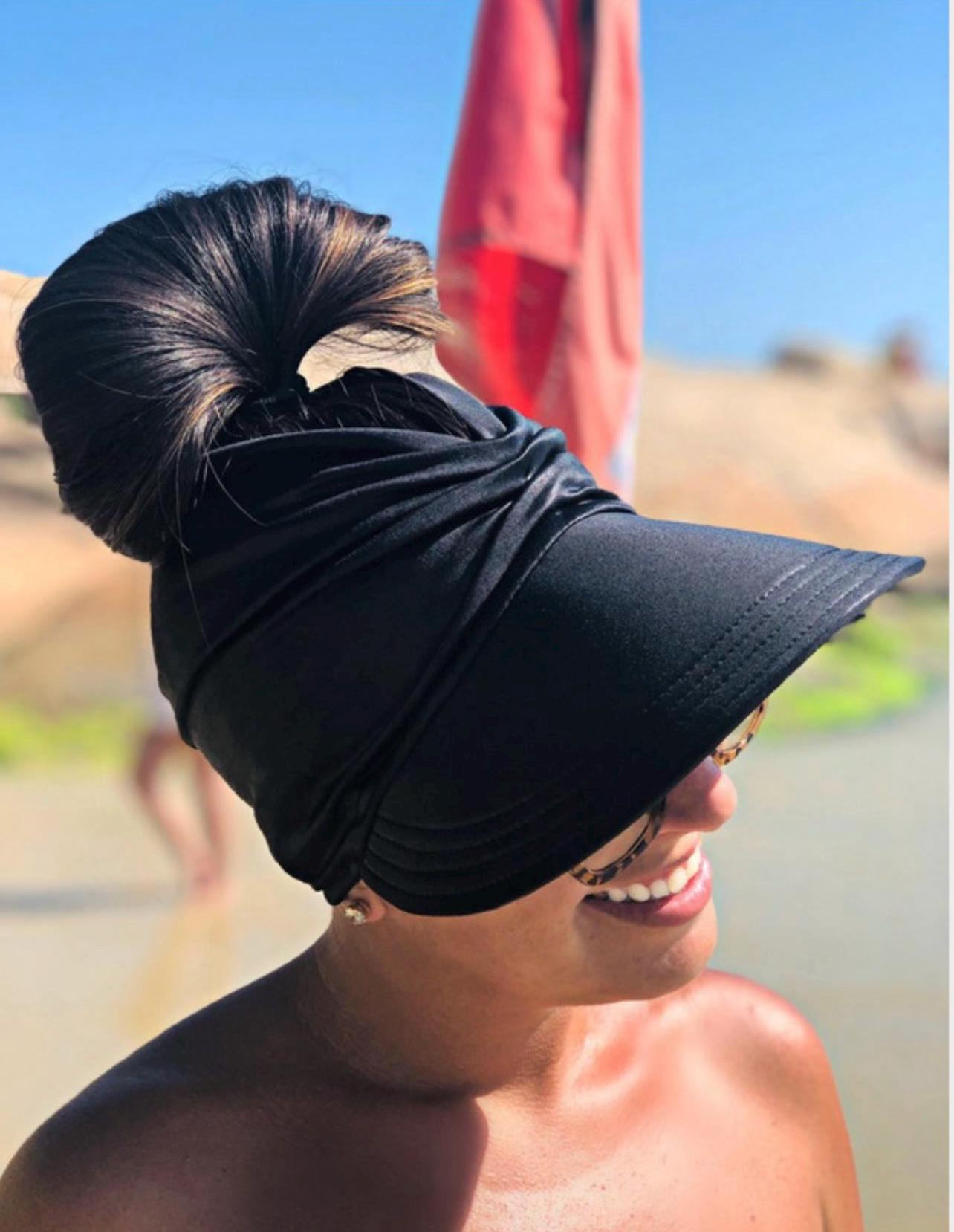 Cappello da sole a coda di cavallo a tesa larga pieghevole con coulisse berretto regolabile estivo con visiera ad asciugatura rapida cappello da pescatore per donna cappello da spiaggia  200000297