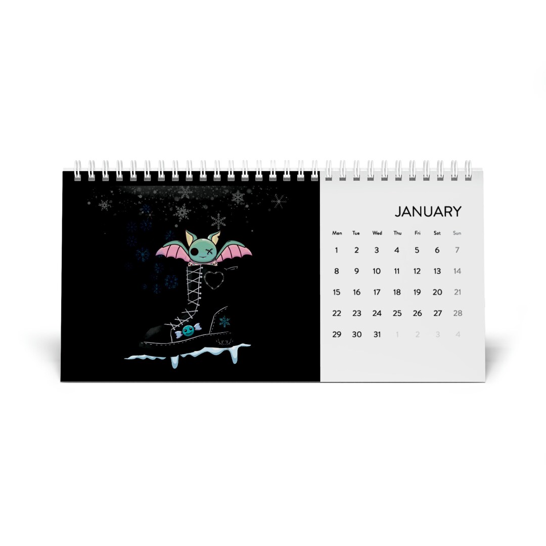 Goth Desk Calendar 2024 Grid Etsy