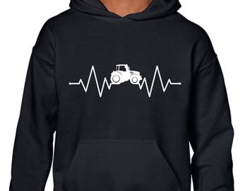 Tractor heartbeat Hoodie pulse cardio ecg farmer farming farming farm mens Gift jumper