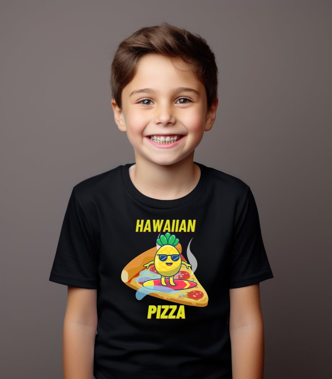 Camiseta de pizza hawaiana para niños, camiseta de verano