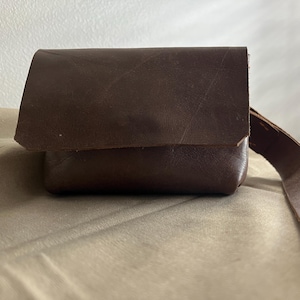 Handmade leather wristlet, brown leather wallet, mini wallet