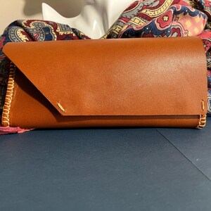 Handmade leather clutch, brown leather wallet, mini wallet. Hand stitched clutch