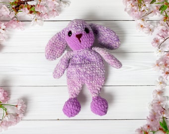 Motif lapin au crochet pour Lovey, mignon lapin de Pâques amigurumi pour bébé doudou endormi, tutoriel animal facile au crochet pour projet créatif