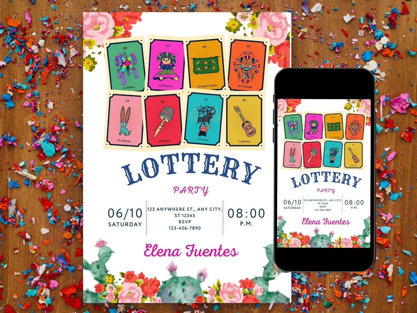 Loteria Birthday Theme Party Invitation Loteria Fiesta Invite, Mexican ...