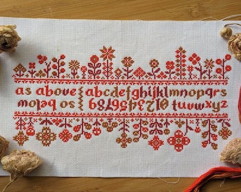 As Above, So Below - Alphabet Sampler Cross Stitch Pattern