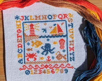 Sea - Mini Alphabet Sampler Cross Stitch Pattern