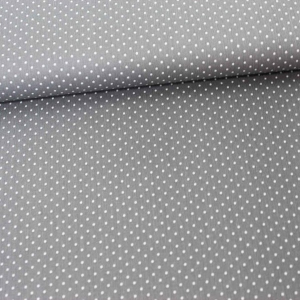 Elegante tejido de algodón Popelín Petit Dots gris de 10 cm