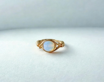 OPALITE, ring, verguld, kristallen sieraden, handgemaakt, Elizabeth Taylor
