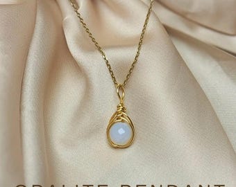 OPALITE showgirl-hanger, verguld, kristallen sieraden, handgemaakt
