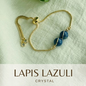 LAPIS LAZULI, Made to order, Custom, Gold Bracelet, Raw Crystal, Adjustable Bracelet, Gemstone Bracelet,  Gift Jewelry, Dainty