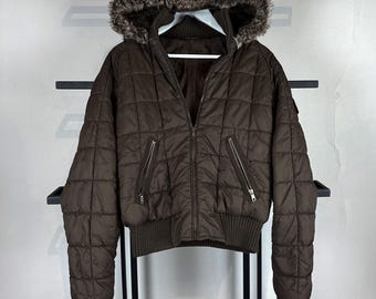 VTG Streetwear Japanese Travis Scott Brown Style Fur Mohair Zip Jacket 90s Y2K