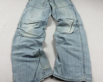Vintage G-Star Raw Blue Baggy Jeans Articulated Knee Denim Pants Wide Leg Loose Fit Trouser Streetwear Skater Cyberpunk Gorpcore Cargo