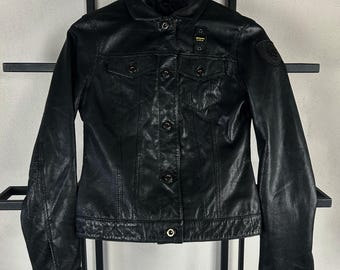 Vintage Avant Garde Gothic Japanese Style USA Real Leather Blauer Jacket 90s Y2k
