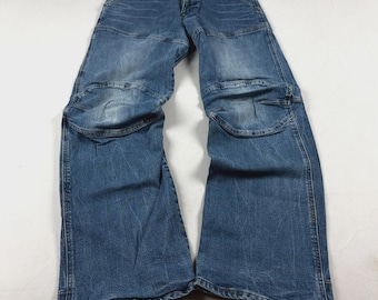 Vintage Blue Baggy Jeans Articulated Knee Denim Pants Wide Leg Loose Fit Trouser Streetwear Skater Cyberpunk 90s y2k