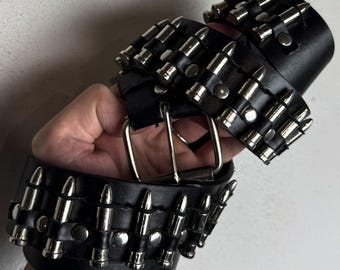 Ultra Rare Rick Hysteric if6was9 japanese style REAL LEATHER Metal Bullets Belt