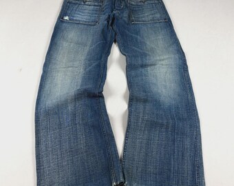 Vintage Blue Denim Jeans Wide Leg Y2K Baggy Pants 90s Skater Loose Fit Faded Wash Classic Streetwear Jeans