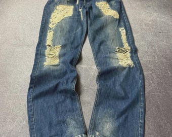 Vintage If Six Was Nine Style! Ripped Jeans Y2K Distressed Baggy Denim Pants Streetwear Grunge Aesthetic Wide Leg Unisex Skater Retro Jeans
