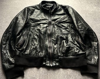1980-1990 VTG Real Leather Bicker Hysteric Glamour Style Leather Bomber Jacket
