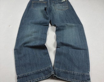 Vintage Animal Jeans Blue Denim Wide Leg Y2K Baggy Pants 90s Skater Logo Streetwear Loose Fit Jeans