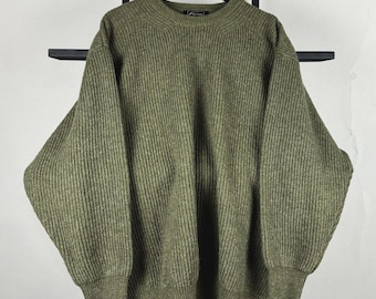 Vintage Kapital Style Oversized Knit Sweater Green Pullover Y2K Streetwear Grunge Aesthetic Cozy Unisex Vintage Style Sweater