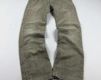 Vintage Evisu Style Corduroy Pants Beige Wide Leg Y2K Straight Fit Indie Workwear Trousers 90s Casual Cord Pants