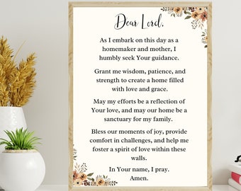 Homemaker gebed poster bemoedigend gebed moeder huisvrouw afdrukbare Lord Wall Art moederschap gebed opbeurende gebeden voor homemaking print
