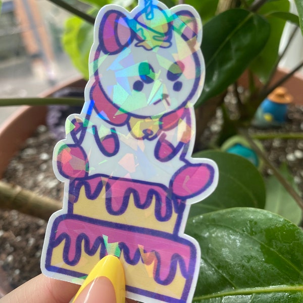 Puppycat Birthday Cake Sticker, Bee and Puppycat Inspired Sticker, Birthday Sticker, Birthday Gift, Bee and Puppycat Inspired Art