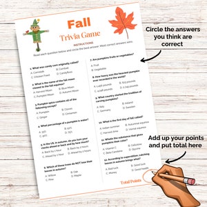 Fall Trivia Game, Printable Fall Game,thanksgiving Game, Autumn ...