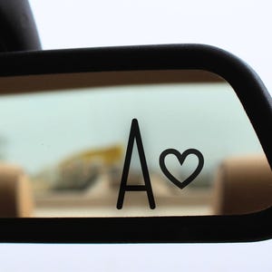 Personalized Initial Decal | Minimal Car Mirror Sticker, Valentine's Gift