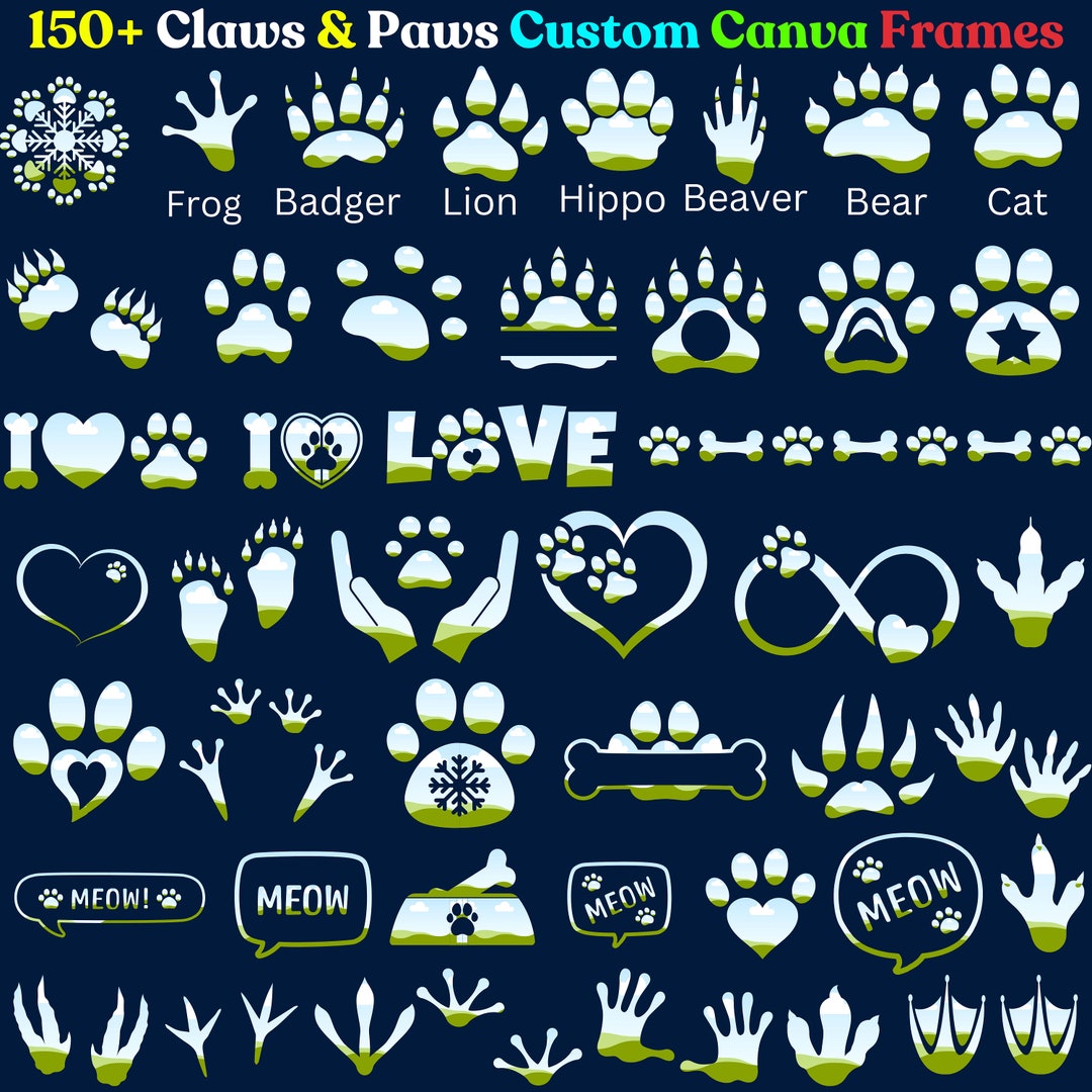 150 Claws and Paws Canva Frames Claws and Paws Mockups Etsy