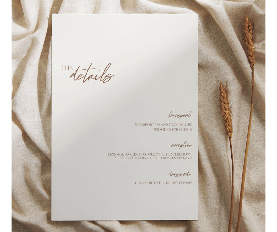 Wedding Details Card Template Wedding Template Print Template Etsy
