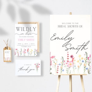 Wildly In Love Brautparty Einladung Vorlage, Brautparty Einladung, Brautparty Beschilderung, Print Vorlage, Dankeschön Karten Vorlage