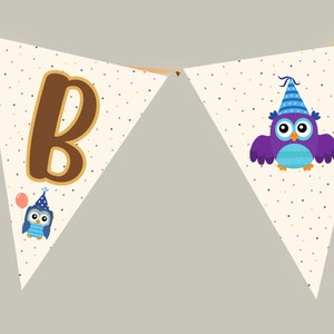 Owl Banner Printable | Cute Owl Birthday Baby Shower Bunting Banner | Boy Girl Party Sign | Instant Download