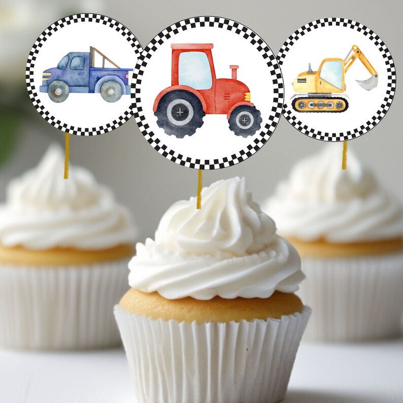 Tractor Truck Printable Cupcake Toppers | Set of 4 Farm Machine ...
