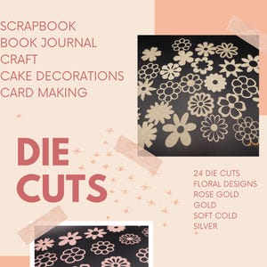 Die Cut Flowers glitter holográfico papel cartão 24 peças scrapbooking