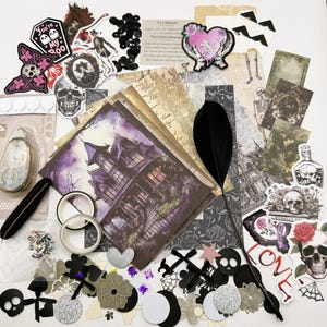 GOTHIC HORROR Plakboekkit knutselpapier, stickers en benodigdheden om je boekdagboek of ephemera voor plakboeken te beginnen