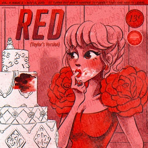 Versão de Red Taylor, aposto que você pensa em mim, estilo cômico, inspirado em Taylor Swift, pôster vintage de Eras
