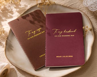 Personalized Wedding Vow Books, Custom Vow Book Set of 2, His and Her Vow Booklets, Bride and Groom Ceremony Keepsake, Engagement Gift