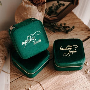 Boîte à bijoux de voyage personnalisée en velours italien，Travel Jewelry Case, Gifts for Her, Wedding Bridesmaid Gifts,  Christmas Gifts