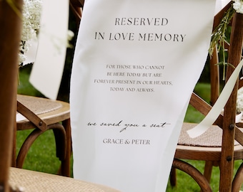 Memorial Chair Sign, Satin Wedding Banner for Loved Ones, In Loving Memory Wedding Decor, Custom Seat Sign, We Saved You a Seat