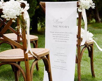 Memorial Chair Sign, Linen Wedding Remembrance Banner, In Loving Memory Wedding Decor, Memorial Aisle Sign, Tribute for Loved Ones