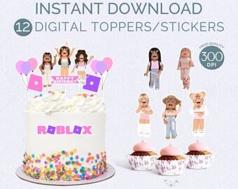 Roblox Cupcake Topper | Digital Roblox Girl Birthday Cake Topper Printable INSTANT DOWNLOAD