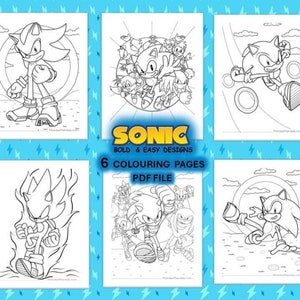 Sonic Adventures: 6 spannende actieontwerpen | Egel | Kleurplaten van Moonlight Prints | Digitale download