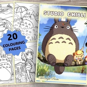 Studio Ghibli: 20 diseños encantadores / PAQUETE ECONÓMICO / Páginas para colorear de Moonlight Prints / Descarga digital