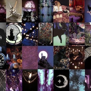 130 SZTUK | Whimsigoth Collage | Zestaw do tworzenia estetycznych kolaży | Mroczna estetyka | Wystrój pokoju | Czarownica | Fotografia gotycka w stylu grunge | Pobieranie cyfrowe