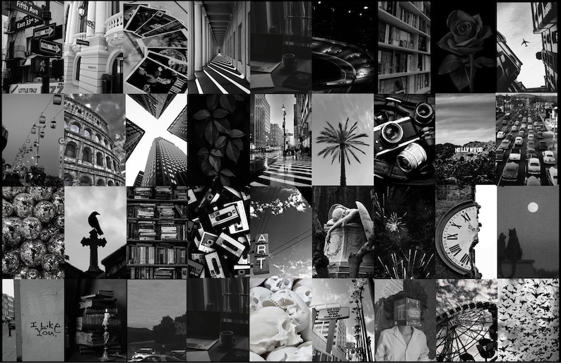 100 PCS Black and White Aesthetic Images Wall Collage Vintage Photos Black And White Aesthetic Images