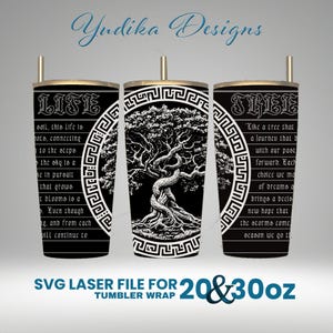 Tree Of Life Laser Engraved Full Wrap Design For 30 and 20 oz Tumbler, Tree Of Life SVG Laser File.